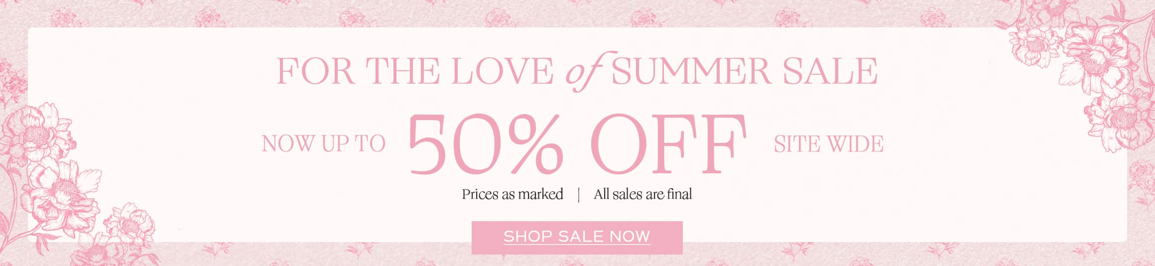 For the love of summmer sale, take 50% all items sitewide