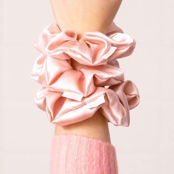 Pink satin scrunchie creaseless hairstyle