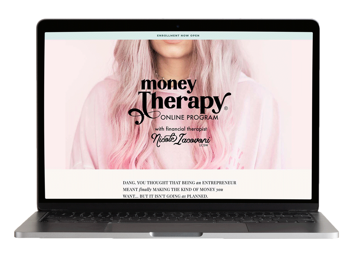 Nicole Iacovoni Money Therapy Program Sales Page Design by Shelley Elizabeth Designs